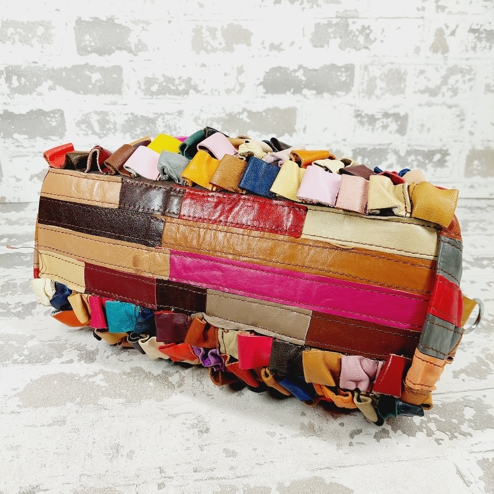 Boutique Leather Multicolor 2 Straps Hand Bag 1143 - Picture 7 of 14